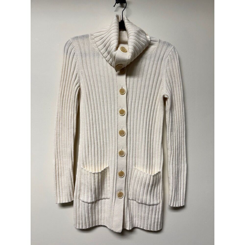 BANANA REPUBLIC Italian Fabric Wool Blend Shawl Collar Button Front Cardigan, XS